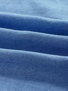 SHEIN Essnce Flap Pocket Front Shirt For Spring And Fall - Light Wash - View 7