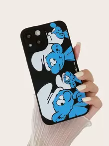 ROMWE X The Smurfs Y2K Revival Cartoon Graphic Phone Case - Black - View 1
