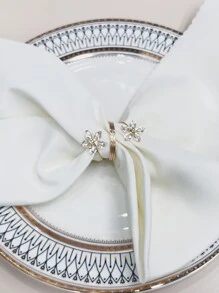 1pc Glass Diamond Design 5-Petal Plum Blossom Napkin Holder, Butterfly Diamond Shaped Napkin Ring, Suitable For Upscale Restaurants, Hotels, Wedding Banquet Table Napkin Fixation Decor - Gold - View 3