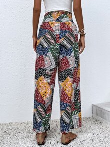 Quần nữ Dải chun Quần paper-bag Chắp vá Họa tiết hoa Boho - Nhiều màu - Xem 2