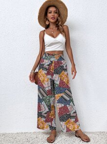 Quần nữ Dải chun Quần paper-bag Chắp vá Họa tiết hoa Boho - Nhiều màu - Xem 3