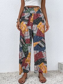 Quần nữ Dải chun Quần paper-bag Chắp vá Họa tiết hoa Boho - Nhiều màu - Xem 5