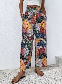 Quần nữ Dải chun Quần paper-bag Chắp vá Họa tiết hoa Boho - Nhiều màu - Xem 6