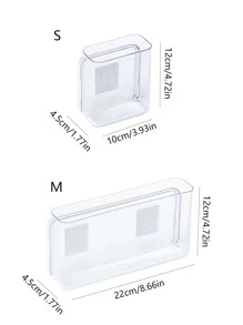 1pc Clear Self-Adhesive Storage Rack, Wall Mounted Storage Box For Home - Clear - View 4