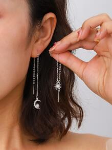 Sun & Moon Decor Threader Earrings