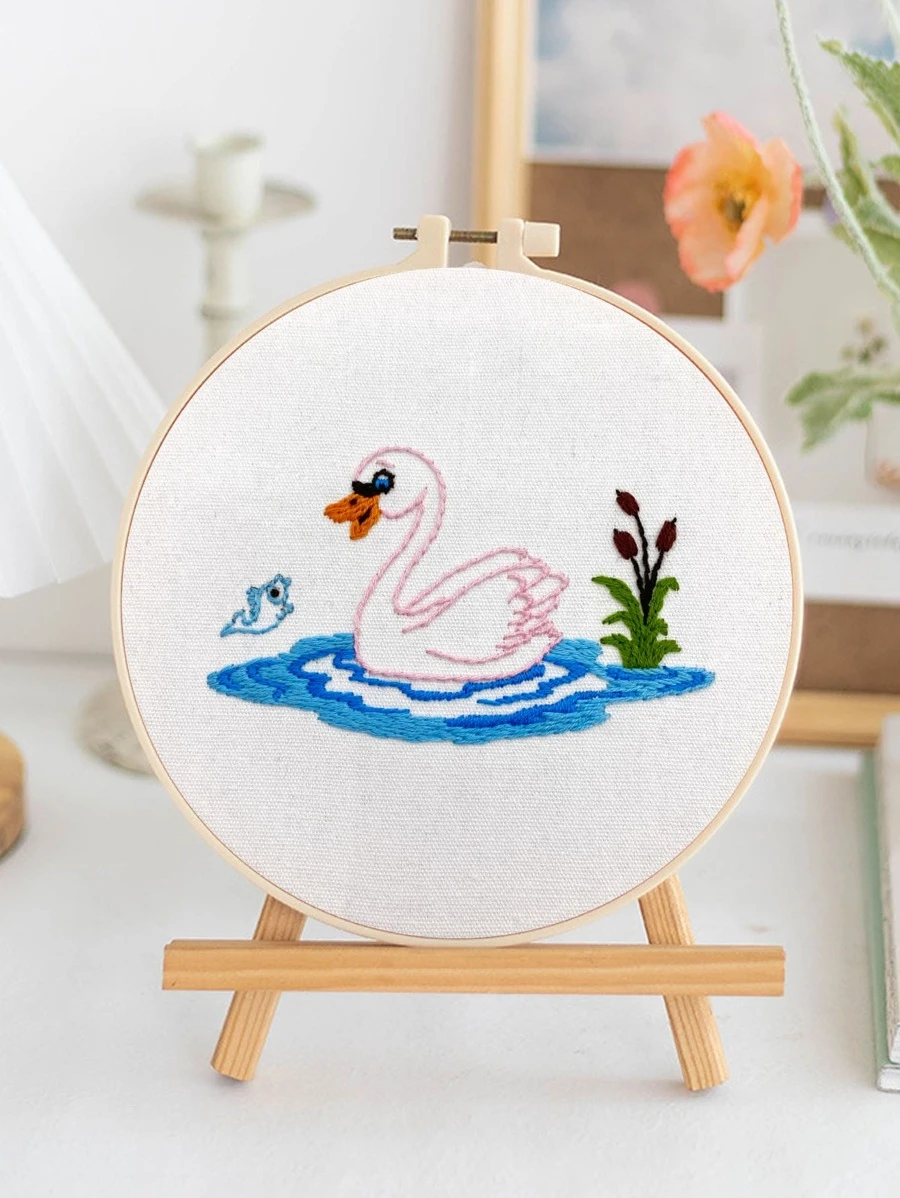 1 set Bordado a mano con patrón de cisne - Multicolor - Ver 1