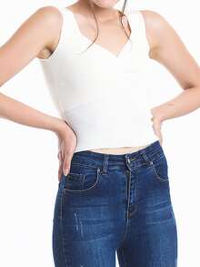 EURMUSE Top de punto pecho con fruncido - Blanco - Ver 6