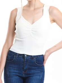 EURMUSE Top de punto pecho con fruncido - Blanco - Ver 8