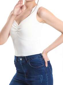 EURMUSE Top de punto pecho con fruncido - Blanco - Ver 12