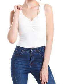 EURMUSE Top de punto pecho con fruncido - Blanco - Ver 13