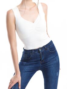 EURMUSE Top de punto pecho con fruncido - Blanco - Ver 14