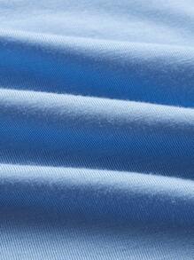 SHEIN EZwear 大碼標語圖案T恤和紮染側抽繩不對稱下擺半身裙 - 淺藍色 - 查看 3