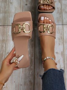 蝴蝶结一脚蹬凉鞋，女士时尚户外和沙滩拖鞋，防滑蝴蝶结拖鞋适合约会、通勤、派对、聚会、日常穿着和休闲 - 駝色 - 查看 2