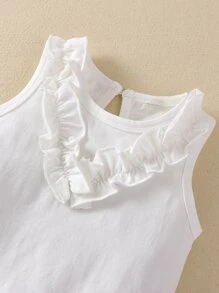 Shorts con lazo delantero de lunares con tank top ribete fruncido - Multicolor - Ver 3