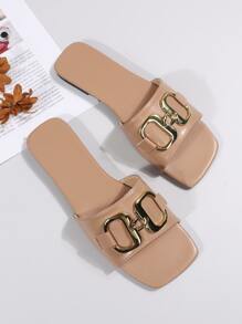 蝴蝶结一脚蹬凉鞋，女士时尚户外和沙滩拖鞋，防滑蝴蝶结拖鞋适合约会、通勤、派对、聚会、日常穿着和休闲 - 駝色 - 查看 7