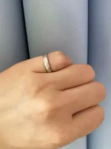 男士極簡風格開口戒指 - 銀色 - 查看 1