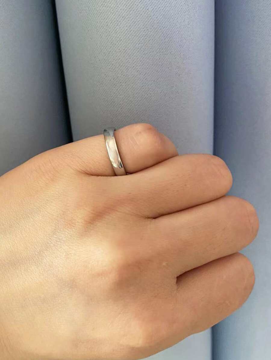 男士極簡風格開口戒指 - 銀色 - 查看 1