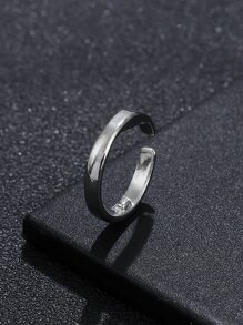 男士極簡風格開口戒指 - 銀色 - 查看 2