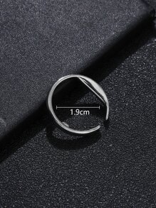 男士極簡風格開口戒指 - 銀色 - 查看 3