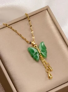 1入組蝴蝶墜飾項鍊銅首飾類 - 彩色 - 查看 1