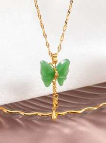 1入組蝴蝶墜飾項鍊銅首飾類 - 彩色 - 查看 2