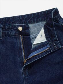 SHEINBlues High Waist Flap Pocket Cargo Jeans - Dark Wash - View 9