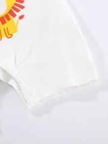 Peninsula Baby 男嬰字母和卡通圖案連身短褲 - 白色 - 查看 3