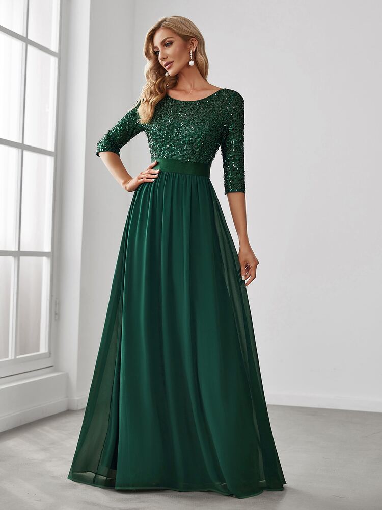 Elegant Dresses Womens Party And Evening Dresses Contrast Sequin Bodice  Chiffon Prom Evening Dress, Formal Gown, For Wedding Guest, Graduation,  Dinner, Party Dress SHEIN USA