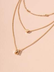 字母N吊墜多層次項鍊