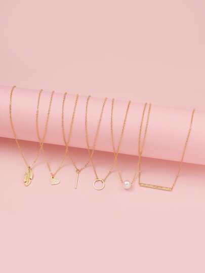 6 قلادة سحر بها لؤلؤ مزيف وقلب لعيد الحب ، الأم ، عيد الأم ، هدية