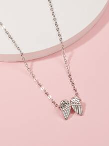 翅膀吊墜項鍊 - 銀色 - 查看 2