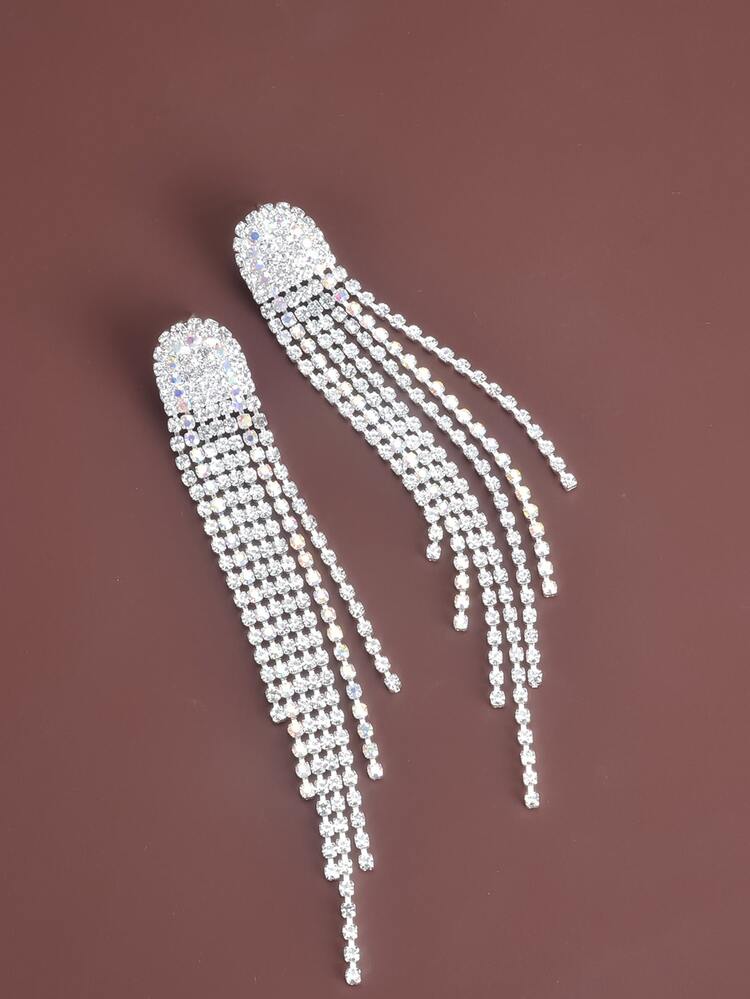 Rhinestone Tassel Drop Earrings