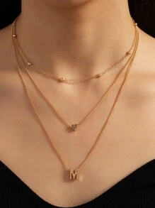 Vòng cổ xếp lớp chữ Charm - Vàng - Xem 1