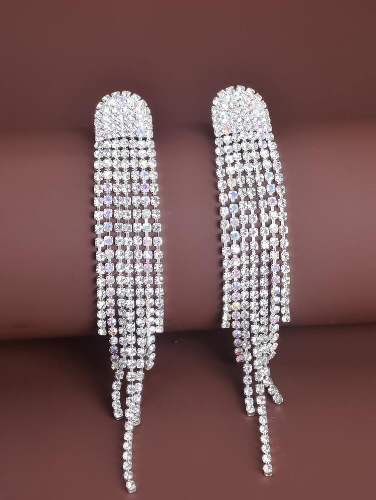 Rhinestone Tassel Drop Earrings