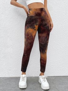 SHEIN EZwear 紮染寬腰帶緊身打底褲