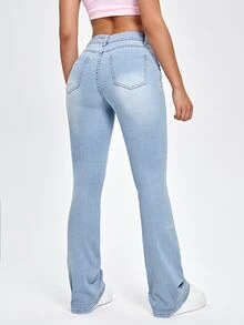 High-Waisted Dinner Date Flare Jeans - Light Wash - View 2