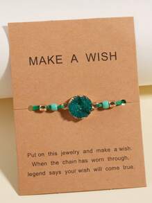 圓形裝飾編織手鐲 - 綠色 - 查看 1