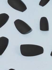 24pcs Long Coffin Fake Nail & 1pc Nail File & 1sheet Tape - Black - View 3