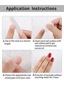 24 片短方形假指甲、1 个指甲锉和 1 片胶带，用于指甲贴合，美甲用品，美甲 - 粉色 - 查看 3