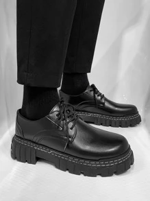 Men Lace-up Front Oxford Shoes,Men's stylish four-season small leather shoes British style casual shoes lace-up formal shoes