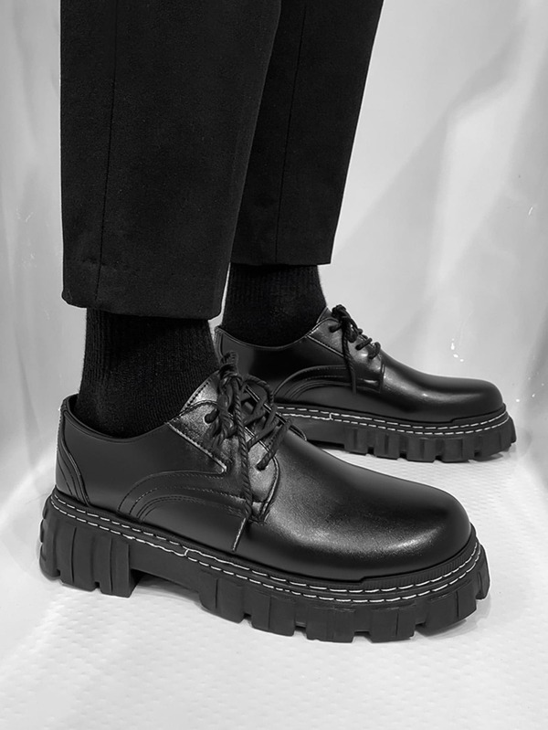 Men Lace-up Front Oxford Shoes,Men's stylish four-season small leather shoes British style casual shoes lace-up formal shoes