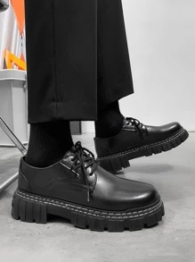Men Lace-up Front Oxford Shoes,Men's stylish four-season small leather shoes British style casual shoes lace-up formal shoes