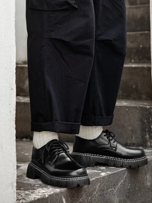 Men Lace-up Front Oxford Shoes,Men's stylish four-season small leather shoes British style casual shoes lace-up formal shoes