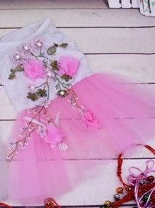 1pc Floral Decor Pet Dress - Pink - View 5