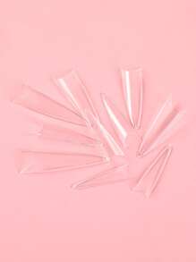 Mejora tu aspecto con 200 piezas de uñas postizas transparentes largas de estilete para extensión de uñas de salón de uñas DIY para el hogar - transparente - Ver 2