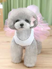 1pc Floral Decor Pet Dress - Pink - View 7