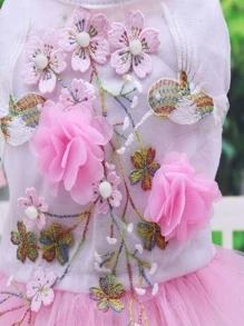 1pc Floral Decor Pet Dress - Pink - View 4