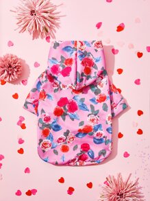 PETSIN 情人節花朵印花寵物連帽衫 - 粉色 - 查看 1