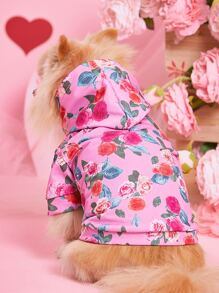 PETSIN 情人節花朵印花寵物連帽衫 - 粉色 - 查看 5