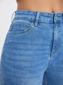 Slant Pocket Bootcut Leg Jeans - Light Wash - View 4